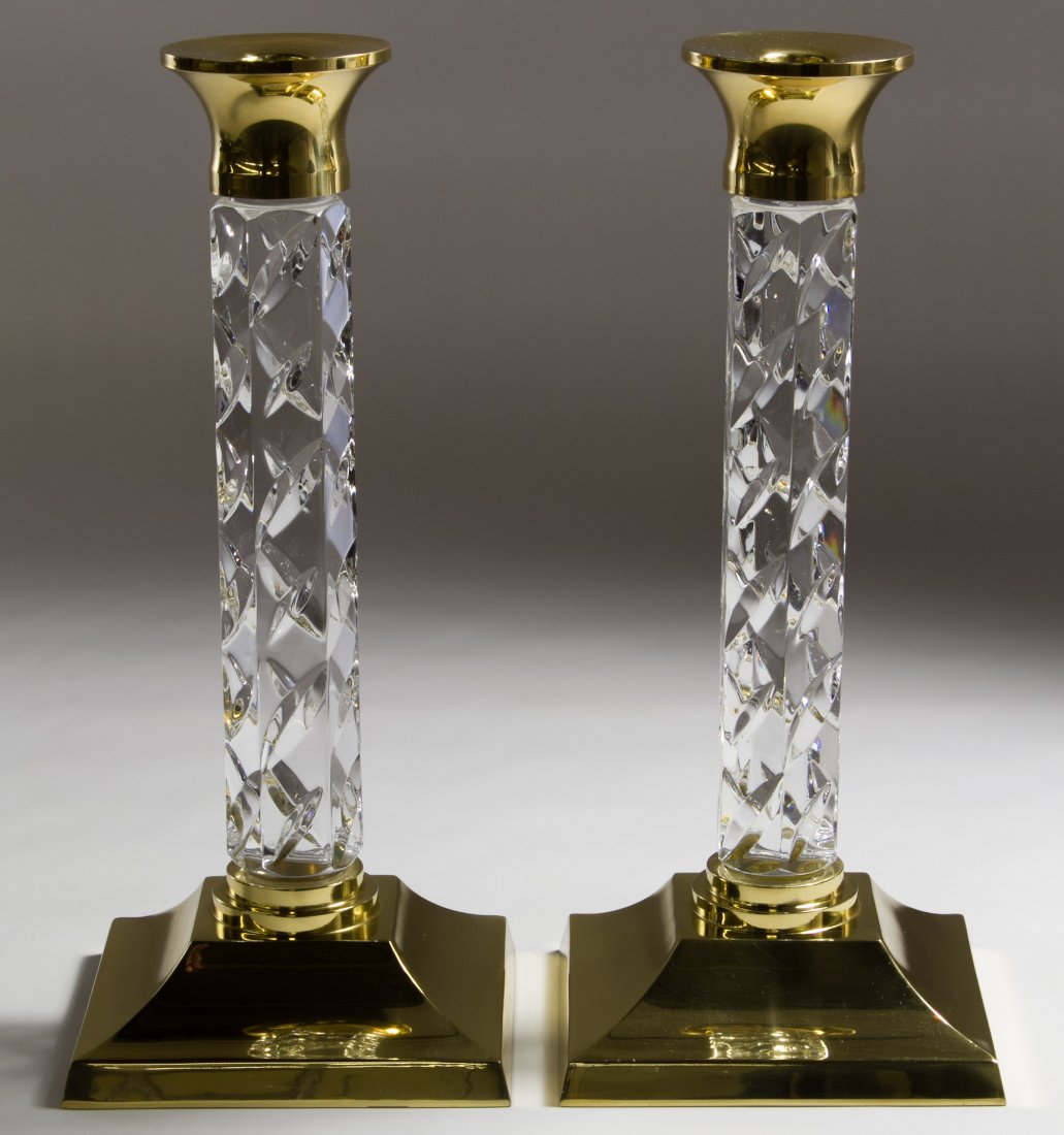 Waterford Crystal and Brass 'Cambridge' Candlesticks