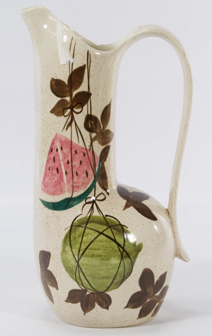 Red Wing 'Tampico' Pitcher: Red Wing 'Tampico' Pitcher Having painted fruit and leaf decoration Height: 12.00 inches Category: Porcelain and Ceramics > American Shipping Status: 3rd Party Shipping; the shipping cost may be high;