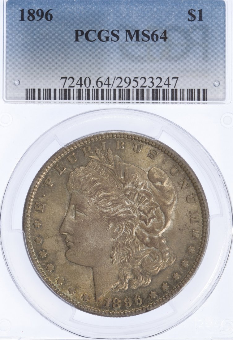 1896 $1 MS-64 PCGS: 1896 $1 MS-64 PCGS Category: Dollars > Morgan Dollar Shipping Status: Leonard Auction, Inc. will directly ship via USPS Item Weight: 0 pounds, 3 ounces Approximate Sale Time: 10:46 am CST