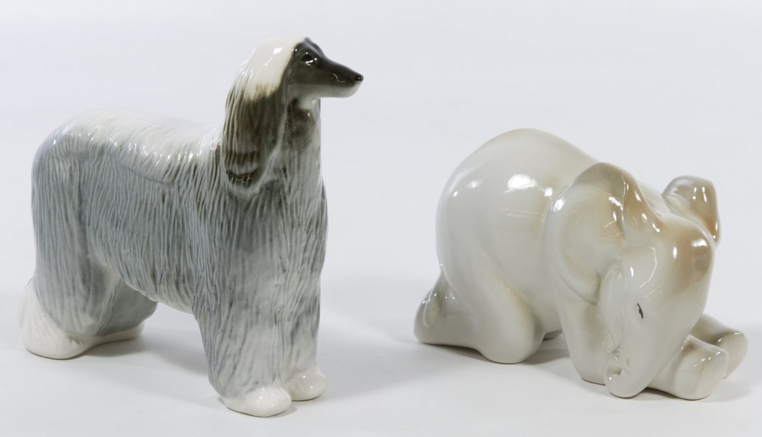 Lomonosov Russian Soviet Figurines: Lomonosov Russian Soviet Figurines Including an afghan dog and an elephant Height: 6.00 inches, Width: 7.50 inches (dog) Category: Figurines > Other Tax Status: Subject to an 8.25% sales tax for Illin