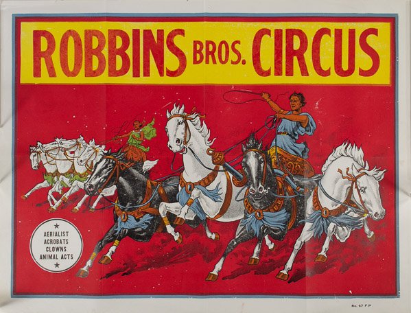 Circus Poster Assortment: Circus Poster Assortment Seven items including (2) Clyde Bros., a Conley Troupe, (3) Robbins Bros. and a Gerry Cottles Circus Height: 42.00 inches, Width: 28.00 inches (largest) Category: Collectibles