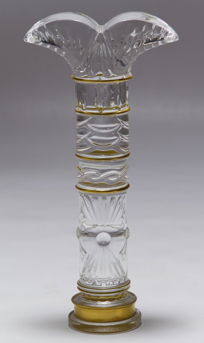 St. Louis Crystal Page Holder / Paperweight: St. Louis Crystal Page Holder / Paperweight Having a fish tail at top and brass rings on post Length: 7.50 inches Category: Crystal > Other Shipping Status: Leonard Auction, Inc. will directly ship vi