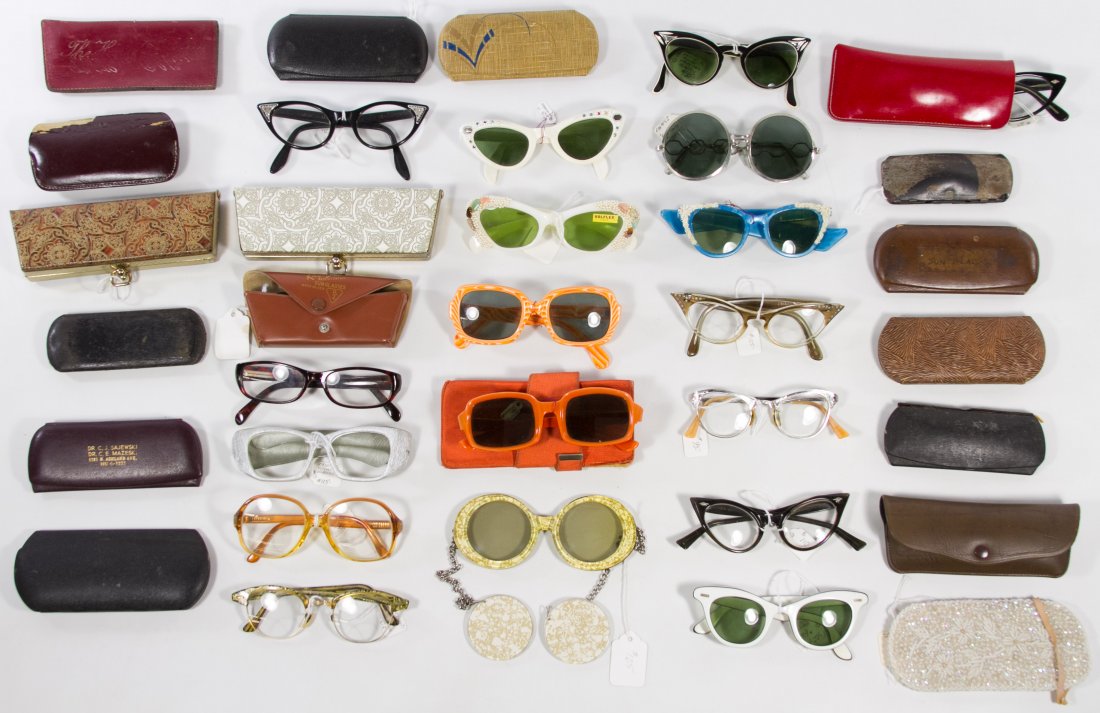 Eyeglasses and Sunglasses Assortment: Eyeglasses and Sunglasses Assortment Including vintage pairs and cases for eyeglasses Length: 5.50 inches Category: Clothing & Accessories > Other Tax Status: Subject to an 8.25% sales tax for Illinoi
