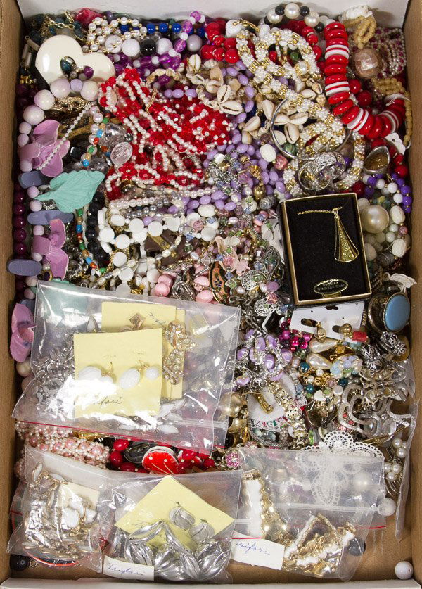 Costume Jewelry Assortment: Costume Jewelry Assortment Including necklaces, bracelets, pins and earrings; some signed Trifari, Judith Jack, Monet, Sarah Coventry and Avon Category: Jewelry and Timepieces > Costume (Bulk Lots) Ta