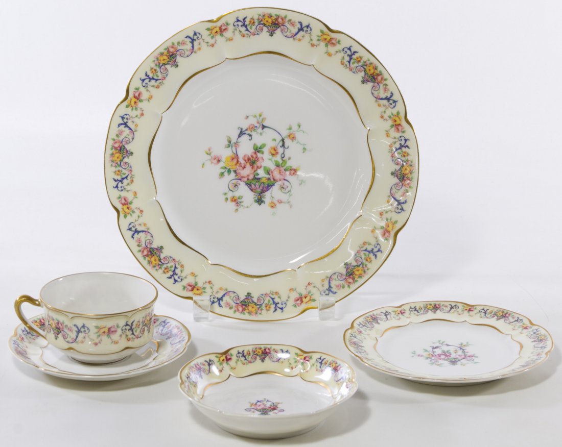 Haviland 'Sympathy' China Service: Haviland 'Sympathy' China Service Including (12) dinner plates, (12) salad plates, (12) dessert plates, (11) soup bowls, (12) fruit bowls, (11) cups, (12) saucers, a gravy boat, a large oval serving p
