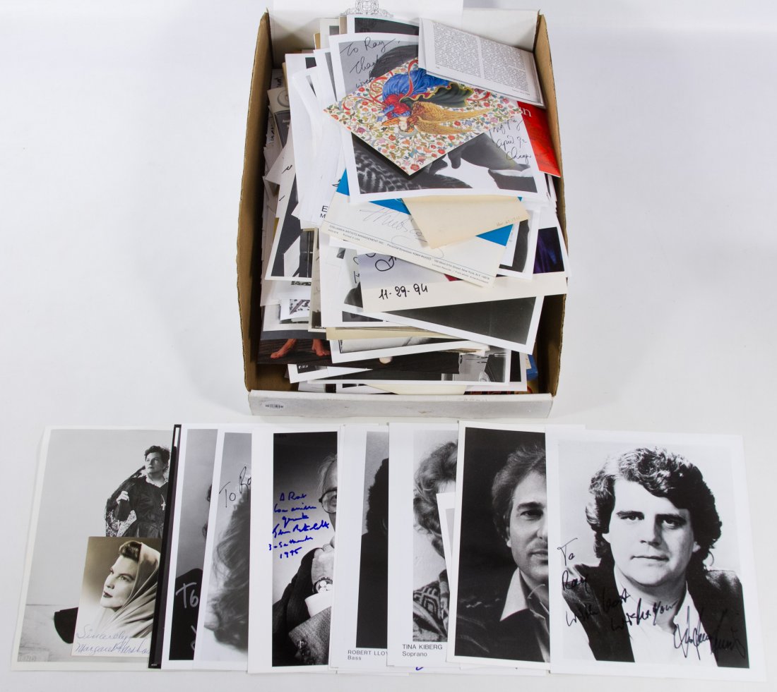 Opera and Hollywood Performer Autographed Photo: Opera and Hollywood Performer Autographed Photo Assortment Over one hundred signed photos including examples from Helen Hayes, Carol Channing, Barbara Stanwyck, Julie Harris, Marilyn Horne and Luciano