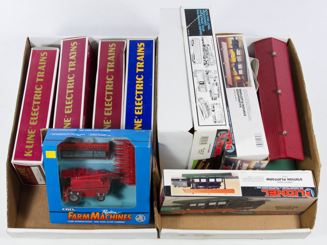 K-Line and Modern Lionel Model Train Assortment: K-Line and Modern Lionel Model Train Assortment Nine items Width: 12.00 inches (widest box) Category: Toys and Dolls > Post-War Trains Shipping Status: 3rd Party Shipping; the shipping cost may be hig