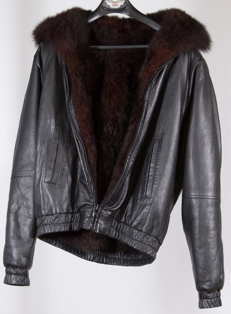 Leather and Beaver Jacket by York Furriers: Leather and Beaver Jacket by York Furriers Having a black leather exterior Length: 24.00 inches, Width: 14.00 inches Size: Mens: Large Category: Clothing & Accessories > Coats Shipping Status: Leonard