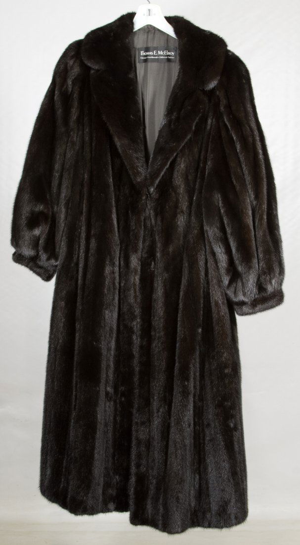 Female Mink Coat by Thomas E. McElroy: Female Mink Coat by Thomas E. McElroy Having stitched 'Patricia H' in the interior lining Length: 50.00 inches, Width: 15.00 inches Category: Clothing & Accessories > Clothing Shipping Status: Leonard