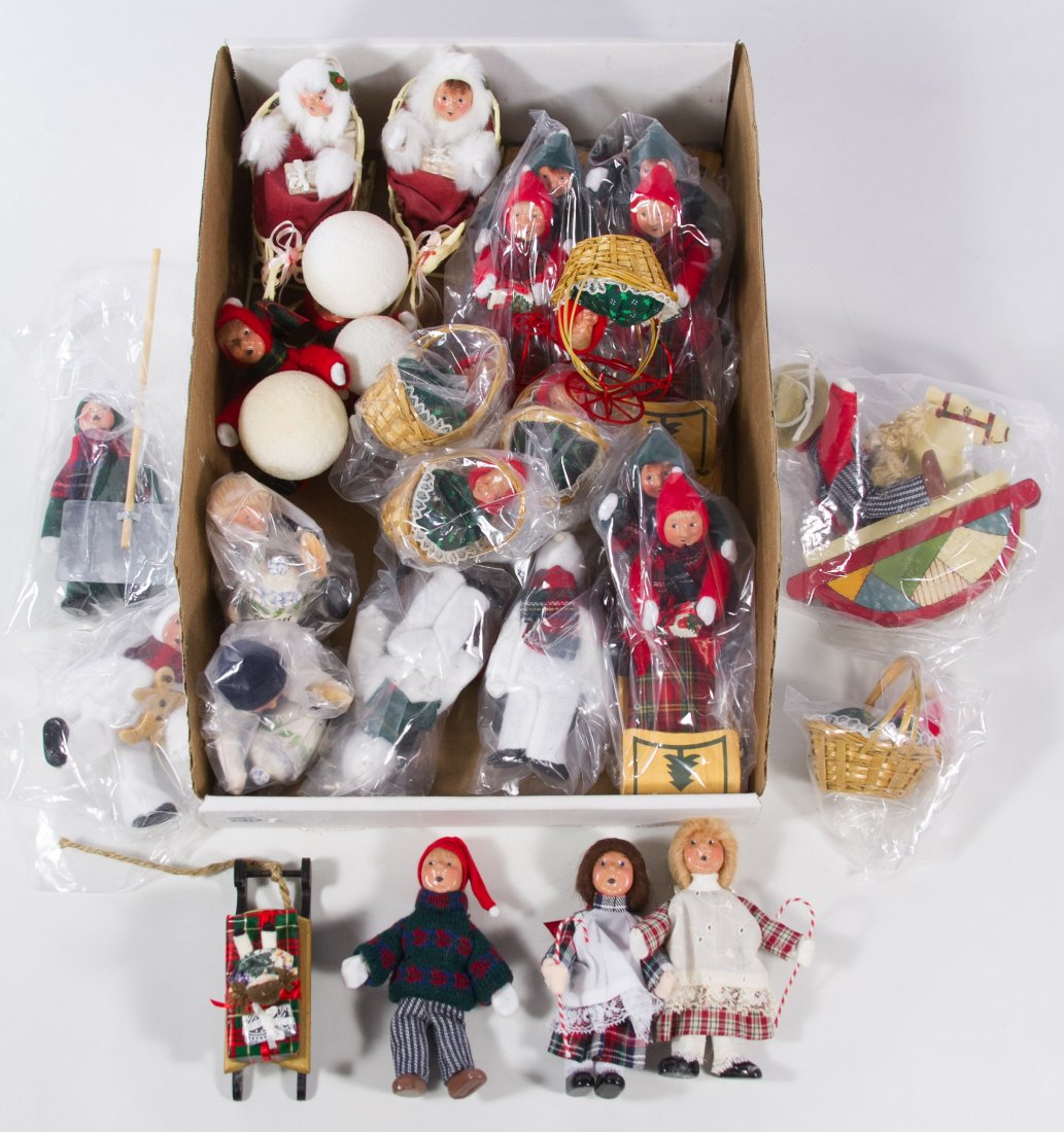 Byers Choice Children with Toys and Sleds Assortment: Byers Choice Children with Toys and Sleds Assortment Twenty-three items including three sets of two boys on a sled, two boys in white snowsuits on sleds, two children on glitter sleds with doves, two 