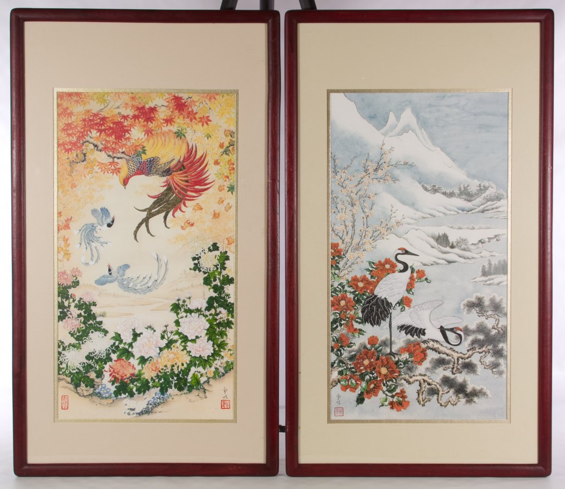 Wei Tseng Yang (Chinese, 20th Century) Prints: Wei Tseng Yang (Chinese, 20th Century) Prints Two framed items from with COA's from Franklin Gallery including the 1982 'The Dance of Autumn' and the 1983 'The Splendor of Winter' Height: 22.00 inches