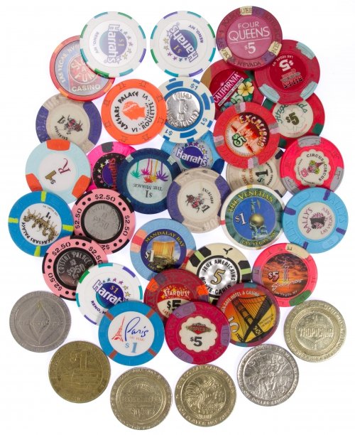 Casino Token Assortment: Casino Token Assortment Thirty-seven tokens from various casinos including Jeux Americains / Monte-Carlo, Tropicana, Stardust Category: Tokens & Medals > Tokens Shipping Status: Leonard Auction, Inc. 