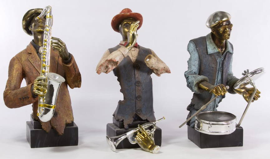 Painted Resin Jazz Musician Statues Apr 19, 2015 Leonard Auction, Inc. in IL