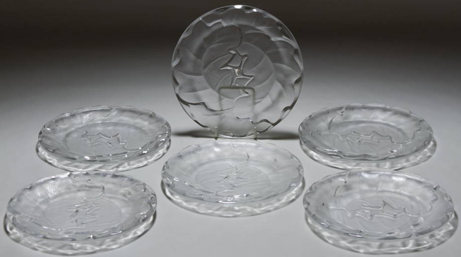 Lalique Crystal 'chene' Salad Plates
