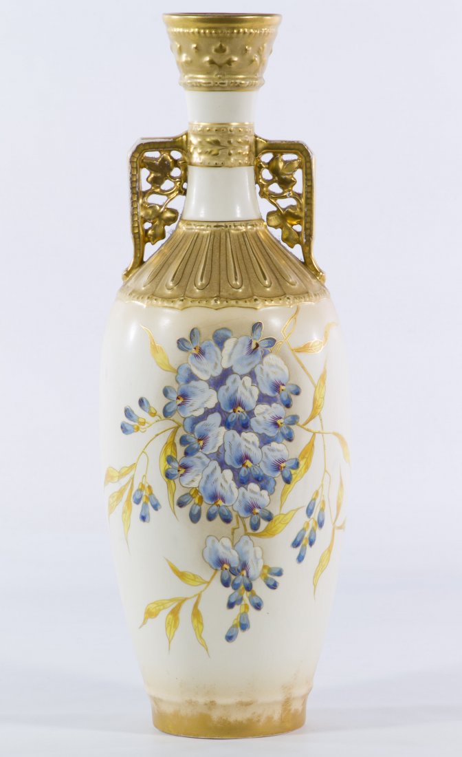 Royal Bonn Hand Painted Vase: Royal Bonn Hand Painted Vase c.1900, having a blue floral motif, stamped marks to the underside Height: 16.00 inches Category: Porcelain and Ceramics > Bavarian Tax Status: Subject to an 8.25% sales t