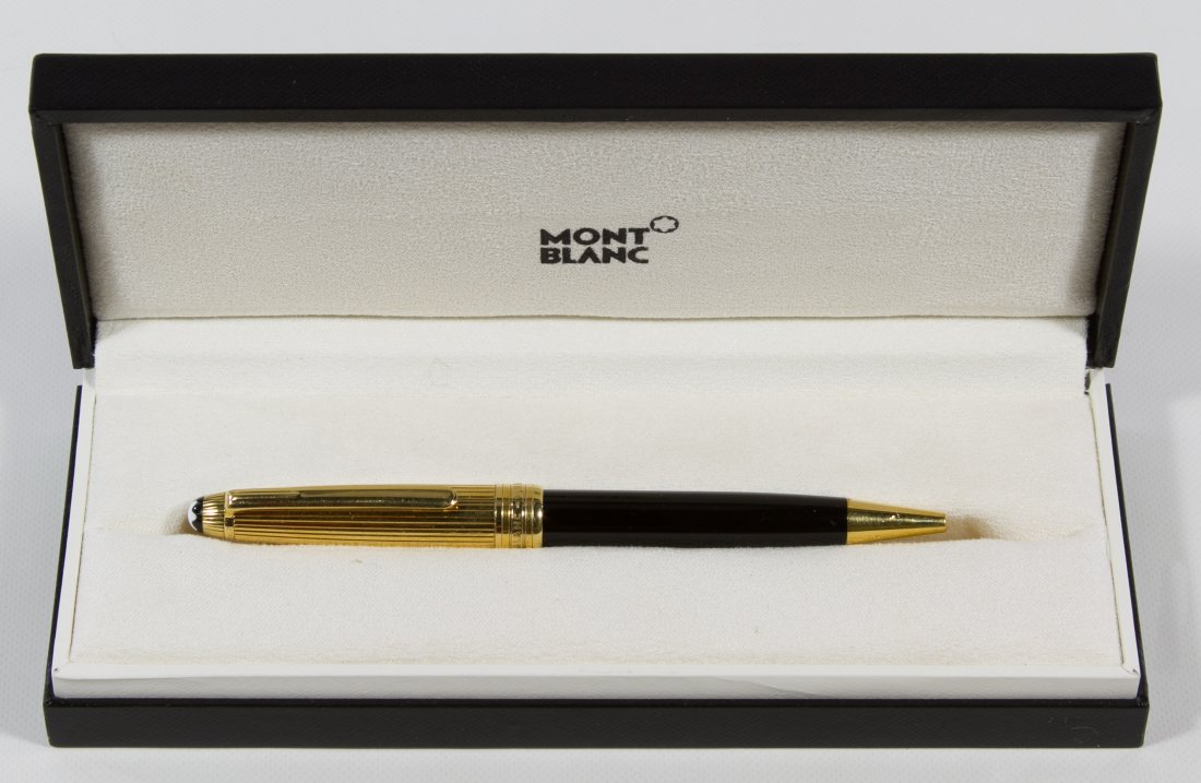 Montblanc 'Meisterstruck' Ball Point Pen: Montblanc 'Meisterstruck' Ball Point Pen Having the original box and an engraved name on the upper section; serial #GX1019129 Length: 5.50 inches (pen) Category: Books & Ephemera > Pens Shipping Statu