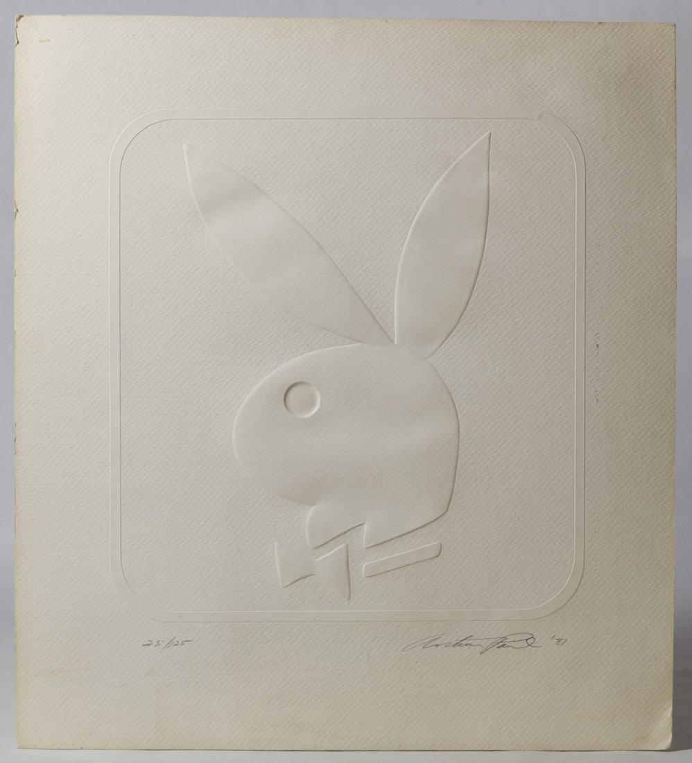 Art Paul (American, b.1925) 'Playboy Emblem' Embossed: Art Paul (American, b.1925) 'Playboy Emblem' Embossed Paper 1981, pencil signed lower right, numbered 25/125, depicting the Playboy Bunny logo; from the (1986-2003) Playboy Art Curator's private colle