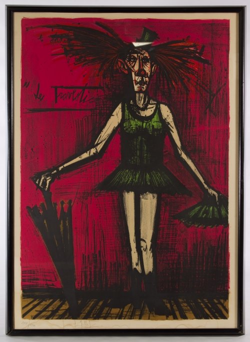Bernard Buffet (French, 1928-1999) 'Le Travesti': Bernard Buffet (French, 1928-1999) 'Le Travesti' Lithograph Undated, pencil signed lower left, numbered 111/120, depicting the transvestite Height: 28.00 inches, Width: 20.00 inches (sight) Category: