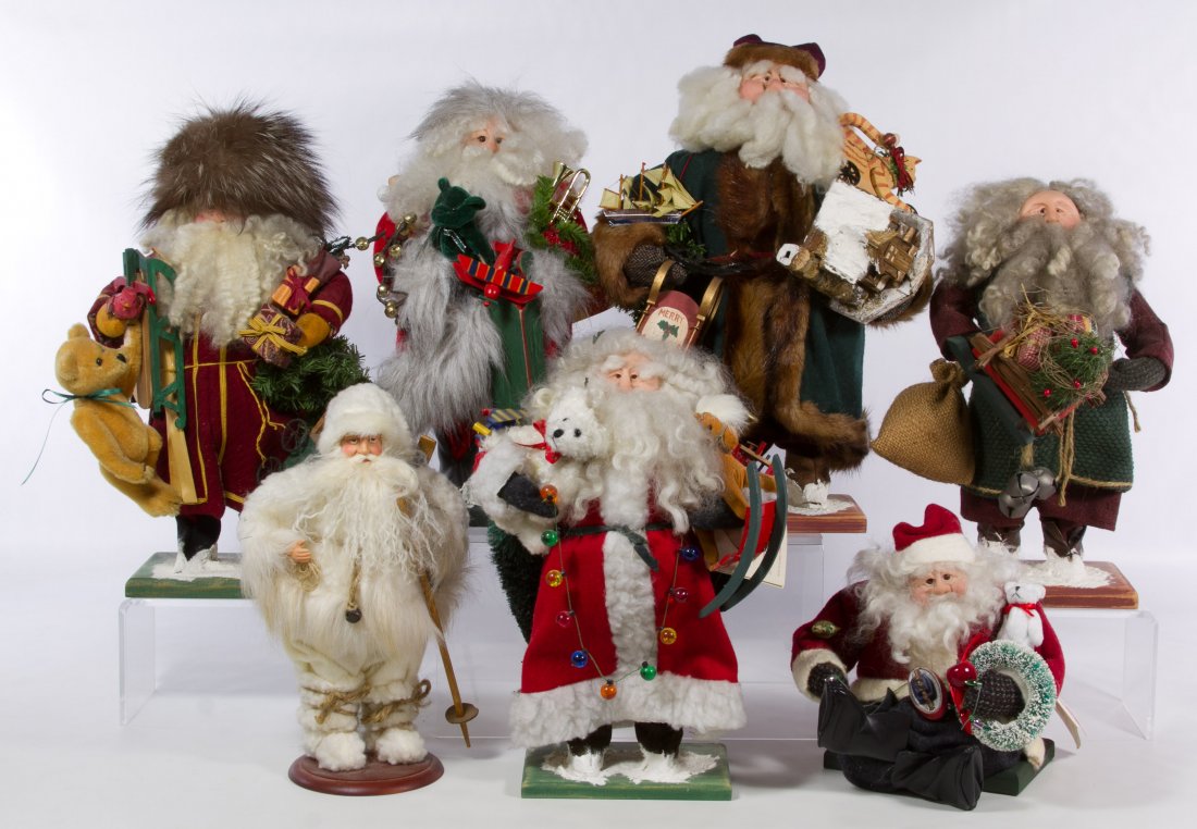 Reflections of Father Christmas Figures by Sally Rose: Reflections of Father Christmas Figures by Sally Rose Seven limited edition figures with clay faces, glass eyes and custom made accessories Height: 16.00 inches (tallest) Category: Collectibles > Holi
