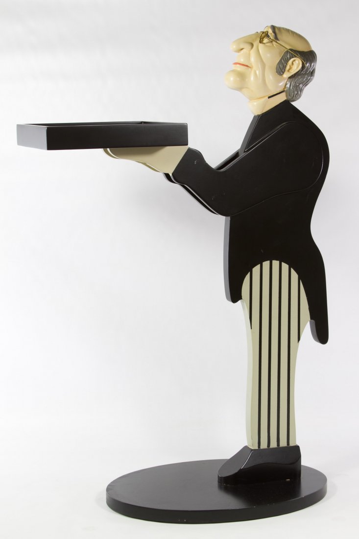 Butler Wood Serving Stand by Bombay: Butler Wood Serving Stand by Bombay 2010, produced in China, stamped mark on the underside Height: 32.00 inches Category: Decorative Arts > Objects Shipping Status: Due to size, weight, value or shipp