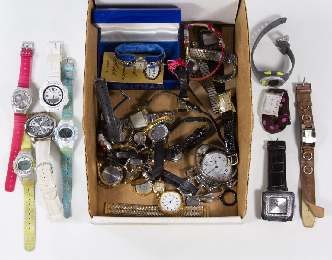 Wrist Watch Assortment: Wrist Watch Assortment Thirty-five watches including Waltham, 1440 Sports, Seiko; together with extra bands Category: Jewelry and Timepieces > Watches Tax Status: Subject to an 8.25% sales tax for Ill