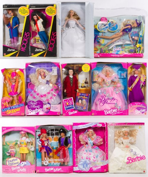 Barbie Doll Assortment: Barbie Doll Assortment c.2010, thirteen Mattel boxed dolls including #7902, 13051, 3931, 22016, 16487, 2427, 1196, 26074, 1623, M4603, 19014, 19874 and 12954 Height: 11.50 inches (doll) Category: Toys