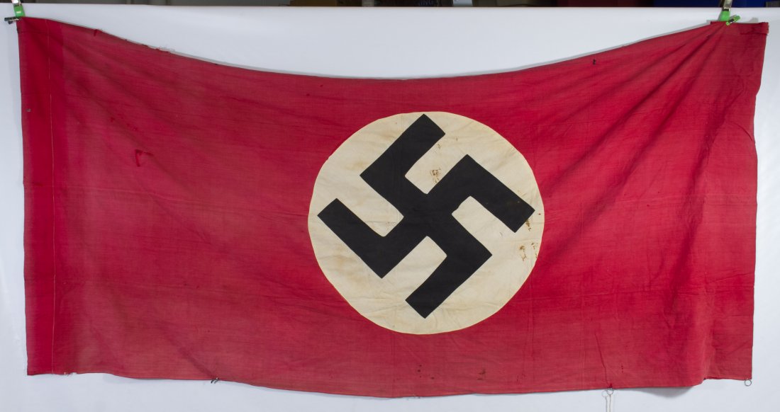 World War II German Nazi Street Banner: World War II German Nazi Street Banner c.1938 early street banner with pieced construction Height: 46.00 inches, Length: 98.00 inches Category: Military & Weapons > World War II Shipping Status: Leona