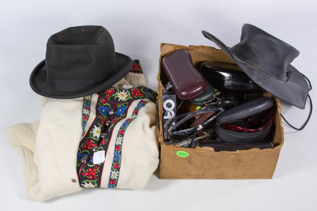Sunglasses, Hat and Wool Shirt Assortment: Sunglasses, Hat and Wool Shirt Assortment Including vintage and designer style sunglasses, two hats and a wool shirt with embroidered detail Category: Clothing & Accessories > Other Tax Status: Subjec