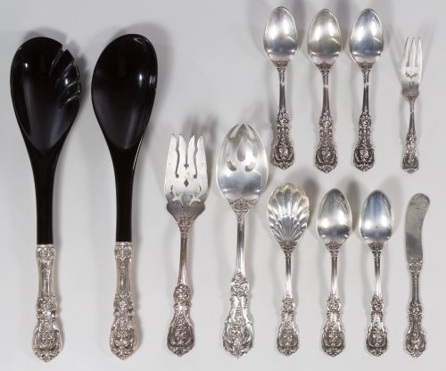 Reed & Barton 'Francis I' Sterling Silver Flatware: Reed & Barton 'Francis I' Sterling Silver Flatware Including (5) teaspoons, (4) serving utensils, (2) salad utensils and butter knife Length: 12.00 inches (salad spoon) Weight: 13.79 ozt. (nonweighted