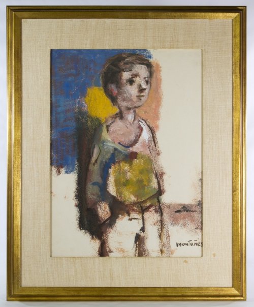 Jose Montanes (Spanish, 1919-1998) Gouache on Paper: Jose Montanes (Spanish, 1919-1998) Gouache on Paper Undated, signed lower right, depicting a young boy Height: 19.00 inches, Width: 14.00 inches (sight) Frame Size: 27.50 inches by 22.50 inches Catego