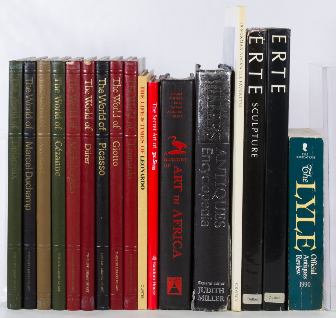 Art Reference Book Assortment: Art Reference Book Assortment Fifteen books including Erte, DiVinci and Rockwell; together with two antique reference books Height: 15.00 inches, Width: 12.00 inches (largest) Category: Books & Epheme