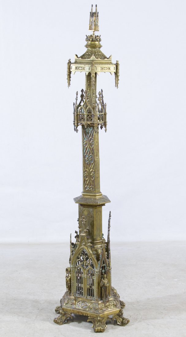 Gothic Brass Church Altar Decoration: Gothic Brass Church Altar Decoration Multiple sections having ornate design Height: 57.00 inches, Width: 15.00 inches, Depth: 13.00 inches Category: Decorative Arts > Objects Tax Status: Subject to an