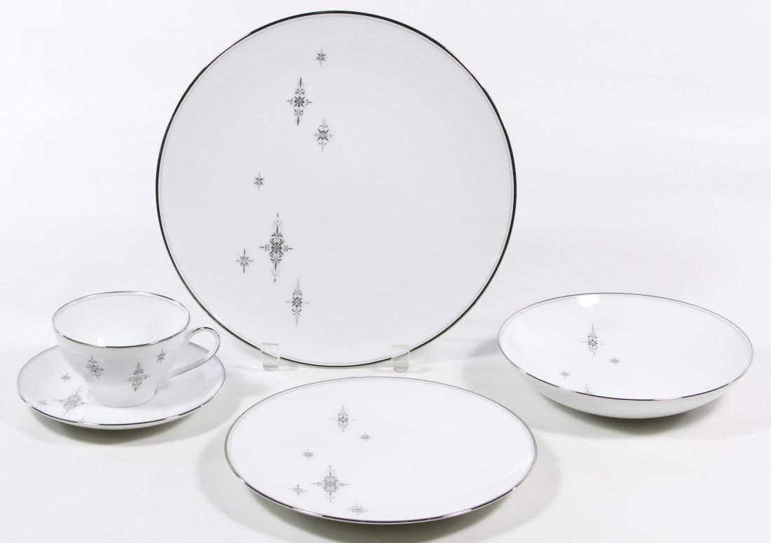 Noritake 'Stella' China Service: Noritake 'Stella' China Service Including: (12) dinner plates, (12) salad plates, (12) dessert plates, (11) soup bowls, (11) fruit bowls, (13) cups, (13) saucers, (2) serving platters, (2) serving bow