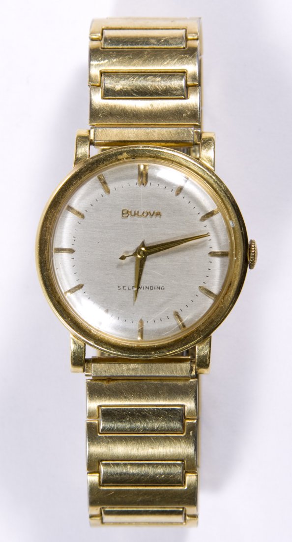 Bulova 14k Gold Cased Self-Winding Wrist Watch: Bulova 14k Gold Cased Self-Winding Wrist Watch Serial #3911978 on a gold filled flex band Length: 6.75 inches (inside band) Category: Jewelry & Timepieces > Watches Shipping Status: Leonard Auction, I