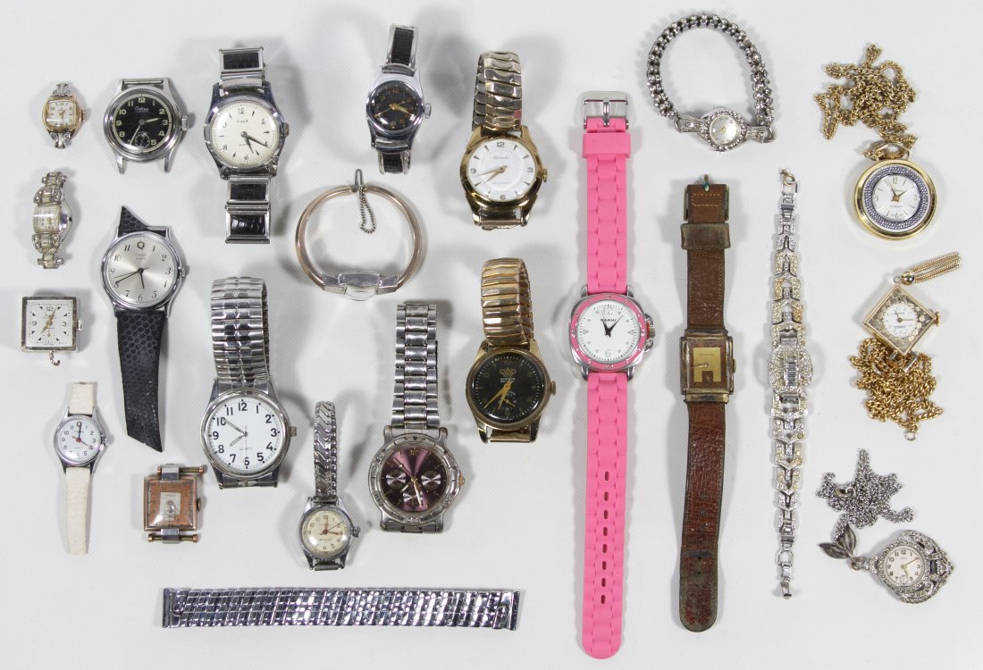 Wrist Watch Assortment: Wrist Watch Assortment Twenty-one watches including examples from Certina, Crawford and Timex; also includes extra watch bands and parts Category: Jewelry & Timepieces > Watches Shipping Status: Leona