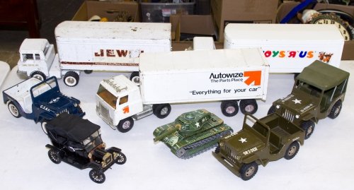 Toy Truck and Vehicle Assortment: Toy Truck and Vehicle Assortment Including Tonka toy trucks Length: 19.00 inches (longest truck) Category: Toys and Dolls > Vintage Toys Shipping Status: Due to size, weight, value or shipping complex