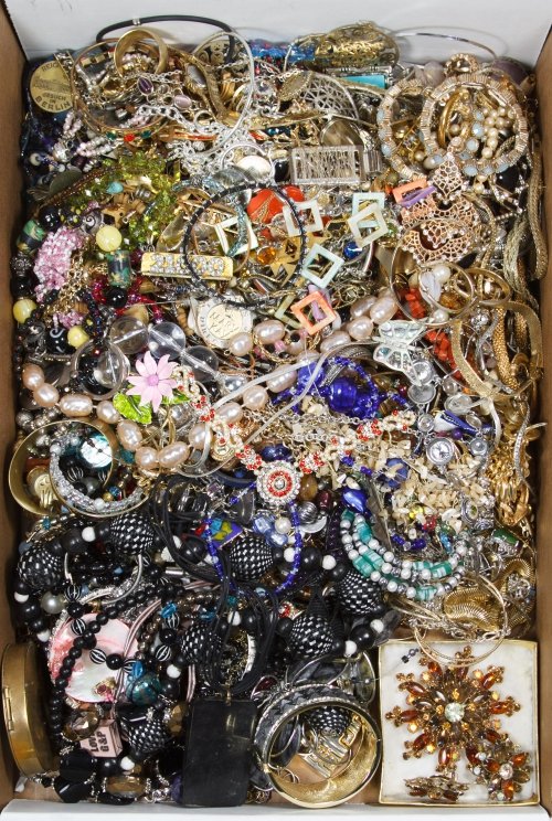 Costume Jewelry Assortment: Costume Jewelry Assortment Including necklaces, bracelets, earrings and pins; some rhinestones, signed pieces and Mary Kay anniversary pins Category: Jewelry & Timepieces > Costume (Bulk Lots) Tax Sta