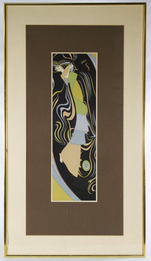 John L. Eastman (20th Century) Serigraph: John L. Eastman (20th Century) Serigraph 1974, signed pencil lower right, marked 'Artist Proof' in lower left, depicting an abstract female Height: 21.00 inches, Width: 7.00 inches Category: Fine Art