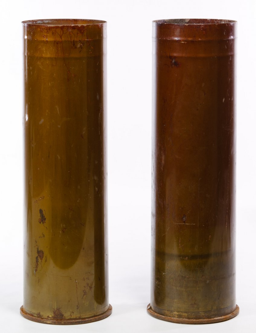 Brass 105mm Howitzer Shells: Brass 105mm Howitzer Shells Two M14B1 shells Height: 14.50 inches, Diameter: 4.50 inches Category: Military & Weapons > Korean War Shipping Status: Due to size, weight, value or shipping complexity, t