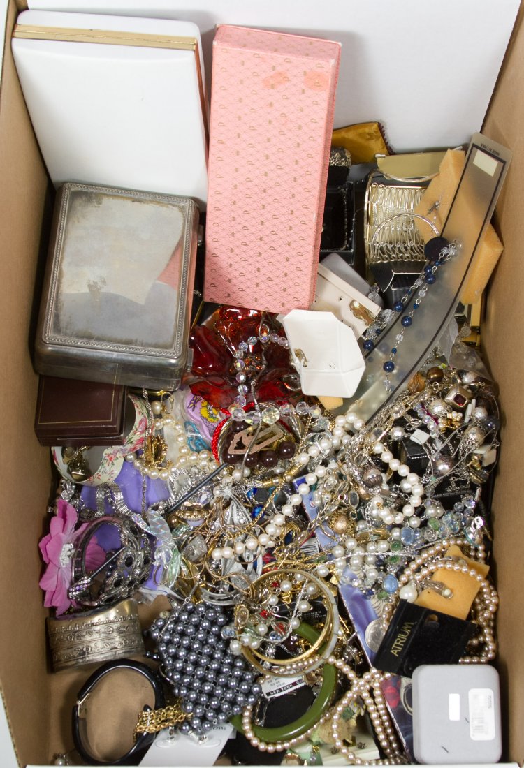 Costume Jewelry Assortment: Costume Jewelry Assortment Including some sterling, a set of Pierre Cardin Mercury dime cufflinks, a gold plated bracelet with jadeite jade gemstones and a 14k gold filled Omega ladies wrist watch; to