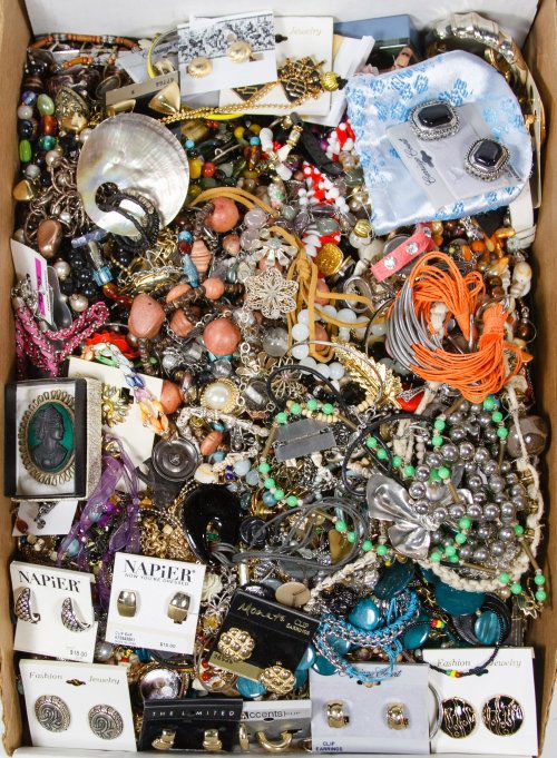 Costume Jewelry Assortment: Costume Jewelry Assortment Including necklaces, bracelets, earrings, watches and rings with some marked Napier, Carriage Court and Monet Length: 18.00 inches (necklace) Category: Jewelry & Timepieces