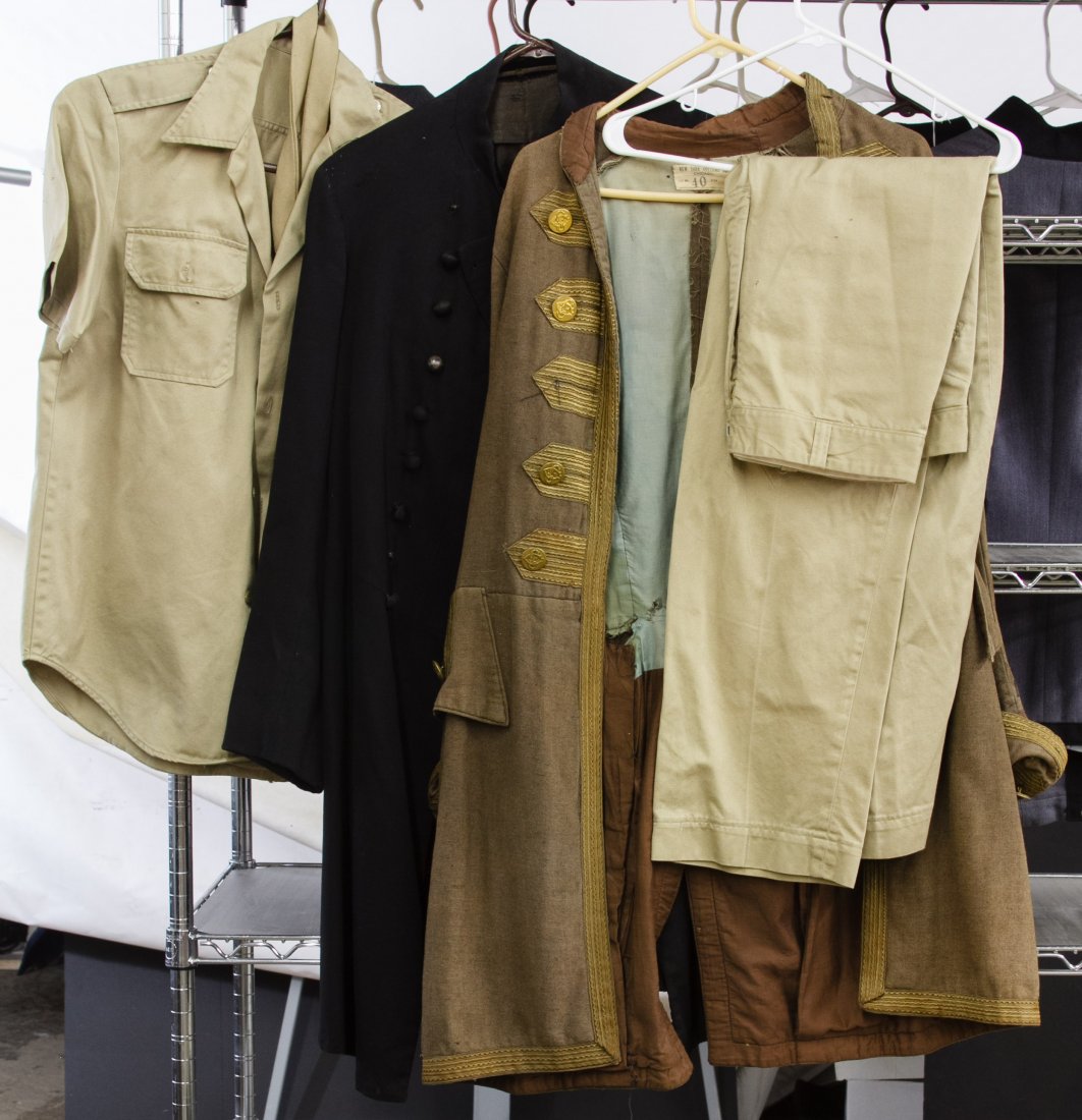 Military / Costume Clothing Assortment: Military / Costume Clothing Assortment Nine items including six jackets, two shirts and a pair of pants Category: Clothing & Accessories > Coats Shipping Status: Due to size, weight, value or shipping