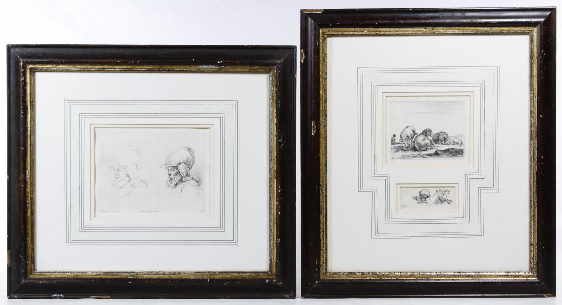 Stefano della Bella (Italian, 1610-1664) Etchings: Stefano della Bella (Italian, 1610-1664) Etchings Two etchings depicting people and animals; Provenance: The Estate of Dr. Esther Sprague Sparks (professor of Art History) Height: 5.00 inches, Width: