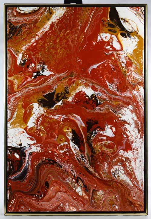 Richard Mann (American, 20th Century) 'Brown and Rust': Richard Mann (American, 20th Century) 'Brown and Rust' Acrylic on Board 1973, signed lower left, depicting abstract shapes; marked 'X221' and having a COA from Merrill Chase en verso Height: 36.00 inc