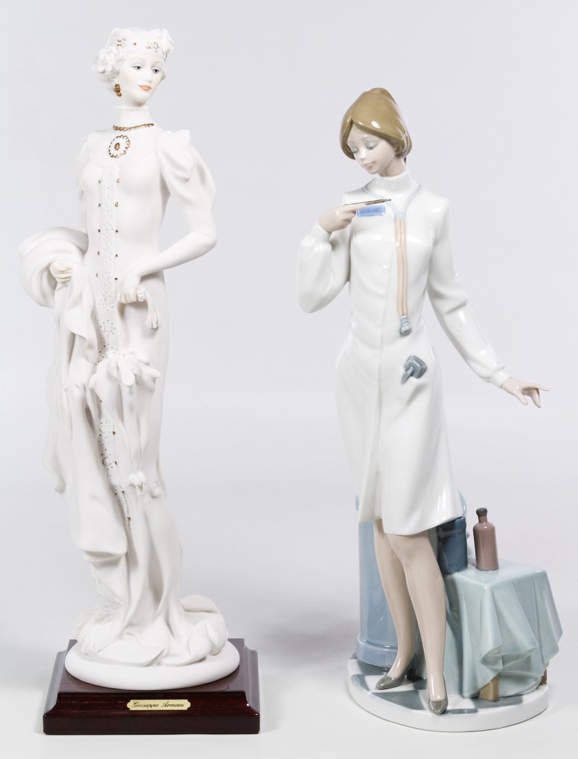 Lladro #5197 'Female Physician' Figurine: Lladro #5197 'Female Physician' Figurine Retired in 2005; together with a 1987 Giuseppe Armani female figurine signed by the artist at back Height: 15.50 inches (Lladro) Category: Figurines > Lladro S