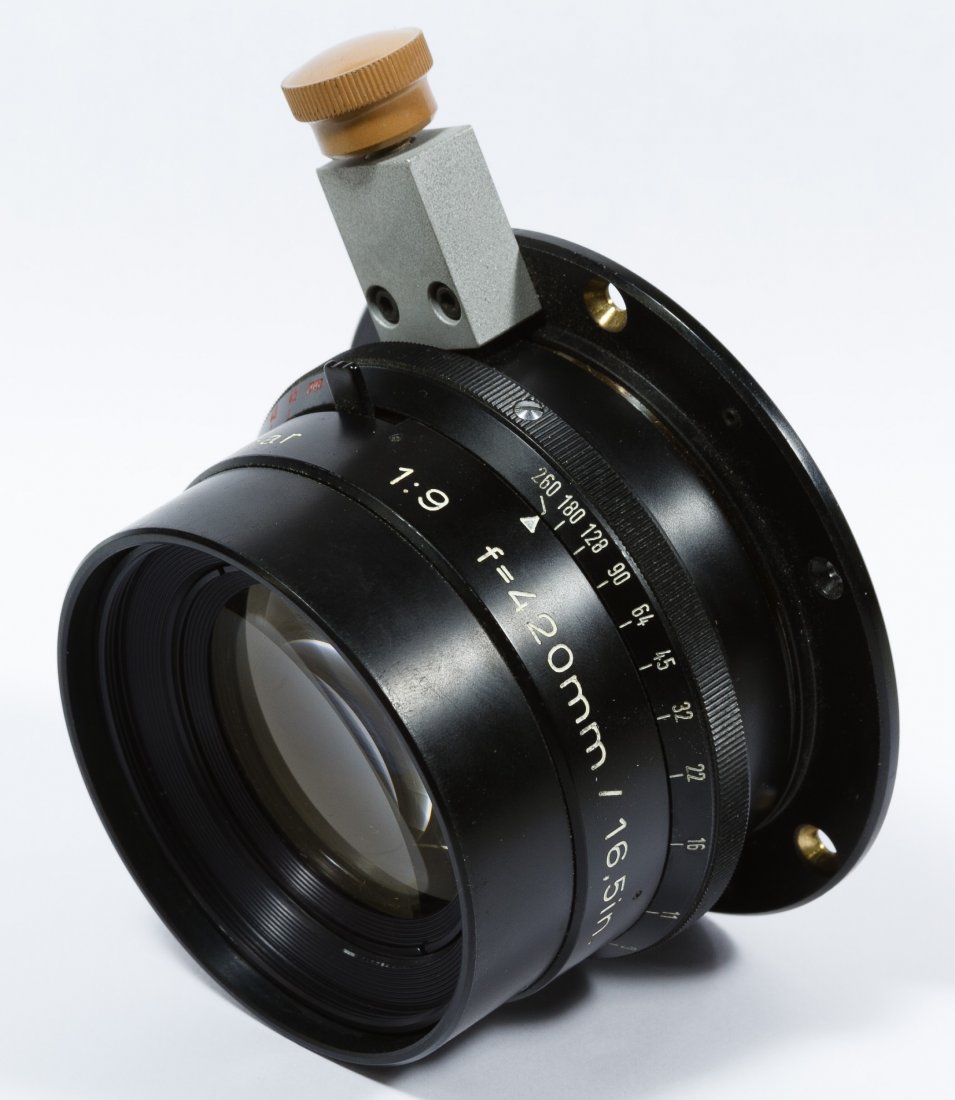 Rodenstock Apo-Ronar 1:9 420mm Lens: Rodenstock Apo-Ronar 1:9 420mm Lens Having #9 882 543 on the side of the lens Height: 2.75 inches, Length: 2.75 inches, Width: 5.00 inches Category: Cameras & Electronics > Cameras Tax Status: Subject