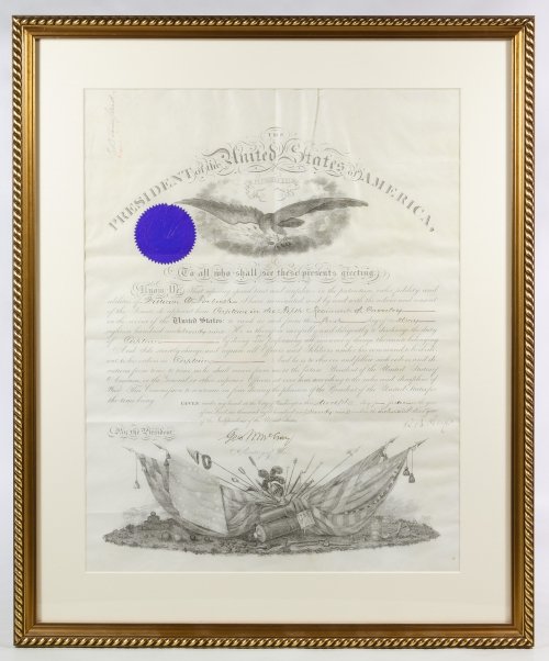 Rutherford B. Hayes Signed Presidential Military: Rutherford B. Hayes Signed Presidential Military Appointment May 1st, 1879 document appointing William C. Forbush Captain in the Fifth Regiment of Cavalry, signed lower right, blue wax seal upper left