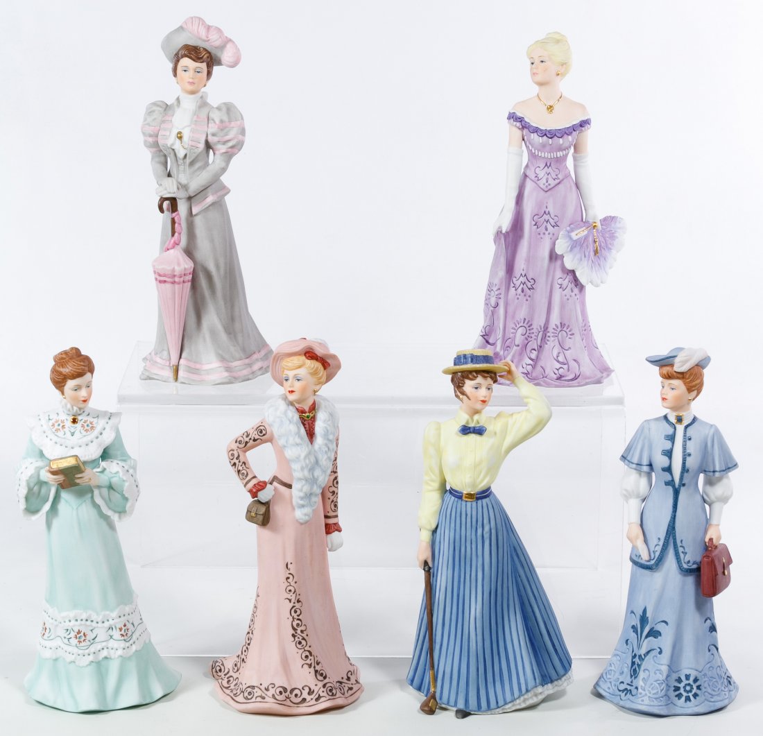 Hamilton Collection 'The Gibson Girls' Figurine: Hamilton Collection 'The Gibson Girls' Figurine Assortment Six figurines; all have stamped mark to the undersides Height: 8.50 inches (tallest) Category: Figurines > Other Shipping Status: Due to size