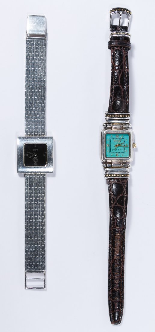 Sterling Silver Cased Wrist Watches: Sterling Silver Cased Wrist Watches Two watches including an Ecclissi 22490 on a leather band and a Miyota S578/A on a sterling silver band; sterling pieces marked Weight: 56.98 dwts. (total weight) C