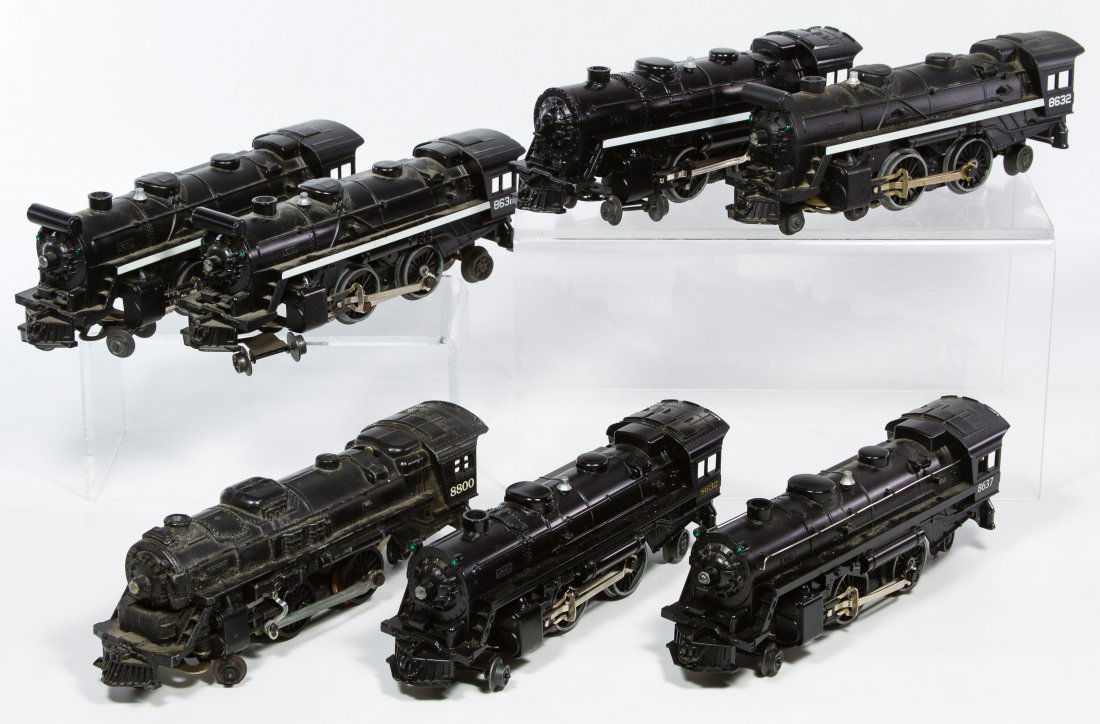 Lionel O-Gauge Toy Model Toy Train Engine Assortment: Lionel O-Gauge Toy Model Toy Train Engine Assortment Including seven metal engines: (5) #8632, a #8637 and a #8800 Length: 9.50 inches (most) Category: Toys and Dolls > Vintage Trains Shipping Status: